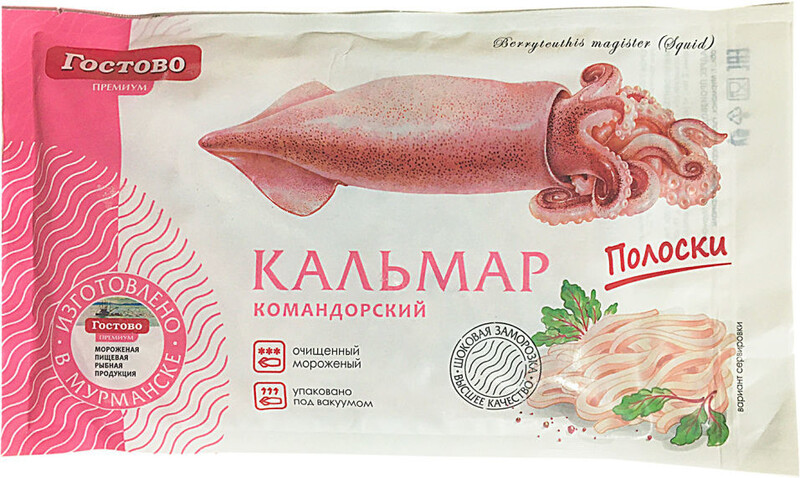 Кальмар Гостово очищенный полосками 400г