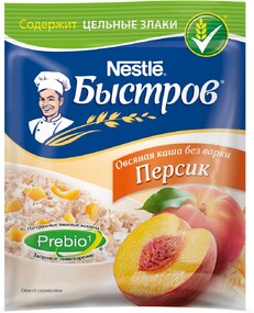 Каша Быстров Овсянка по-новому Клубника-Персик-Яблоко 35г
