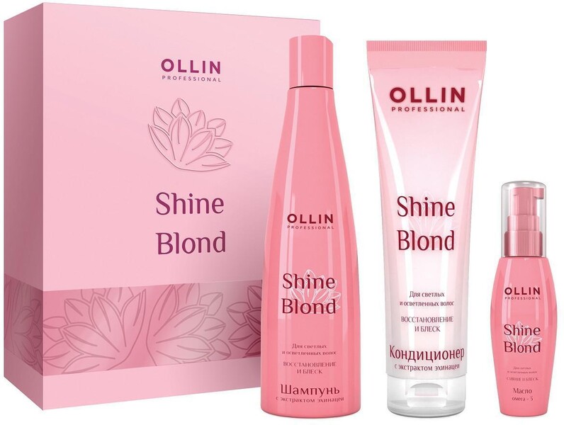 Универсальный набор для ухода за волосами Ollin Professional Shine Blond, для блондированных волос, 3 предмета