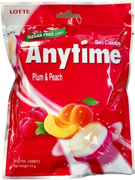 Корейская Леденцовая Карамель Lotte с Ксилитолом Anytime, 74 гр.