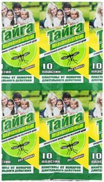 Пластины от комаров длительного действия Тайга Family без запаха, 10 шт.