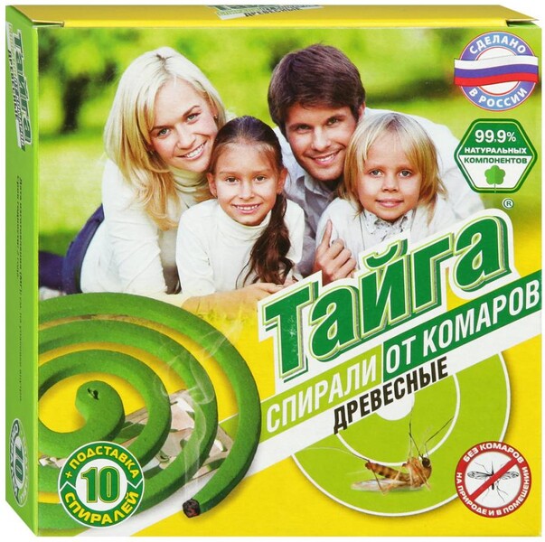 Спирали от комаров Тайга древесные, 10 шт.