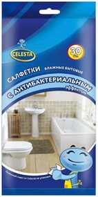 Влажные салфетки бытовые Celesta антибактериальные, 30 шт