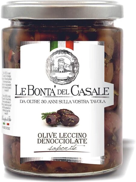 Оливки Le Bonta' del Casale сорт леччино, 314 мл., стекло