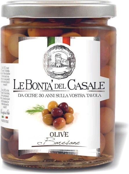 Оливки Le Bonta' del Casale сорт барезана, 314 мл., стекло