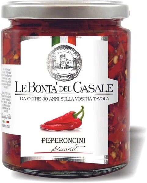 Перчики Le Bonta' del Casale острые с оливками и травами , 314 мл, стекло