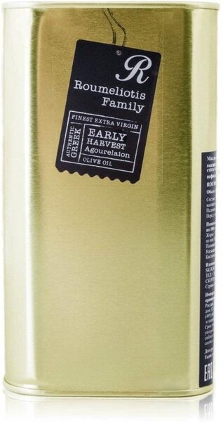 Масло оливковое Delphi P.D.O. Extra Virgin Roumeliotis Family раннего сбора Агурелео, 1 л., ж/б