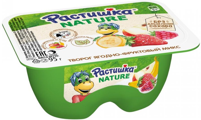 Творог детский Растишка Яблоко-Банан-Клубника-Малина 3.5% 95г