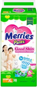 Подгузники-трусики Merries Good Skin XL (12-19 кг,38 штук)