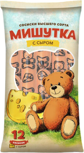 Сосиски мясные из мяса птицы “Мишутка с сыром” Петруха, 480 г