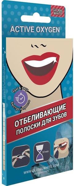 Отбеливающие полоски для зубов Global White Teeth Whitening Strips 2 саше, 1 пара