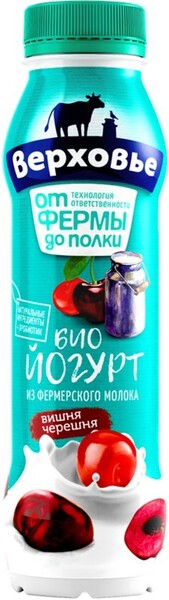 Биойогурт питьевой Верховье Вишня-черешня 2% 290г