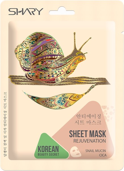 Маска тканевая для лица SHARY Муцин улитки и центелла азиатская, 25г Корея, 25 г