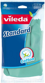 Перчатки Vileda Standart хозяйственные латексные с хлопком, размер ассортименте