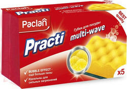 Губки Paclan Practi Multi-Wave для мытья посуды 9 х 7 см 5 шт