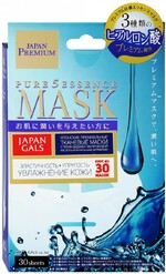 Маска для лица Japan Gals Pure5 Essence Premium c тремя видами гиалуроновой кислоты