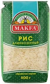 Рис Makfa шлифованный длиннозерный обработанный паром, 800г