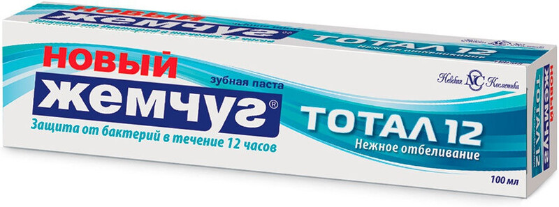 Зубная паста Новый Жемчуг Тотал 12 отбеливание, 100 мл