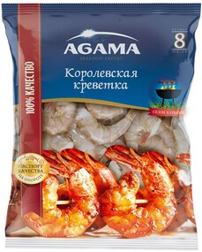 Креветки Agama Королевские №8 (Сезон Барбекю) очищенные сыро-мороженые 850г