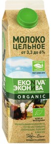Молоко ЭкоНива Органик цельное пастеризованное 3.3-6% 1 л