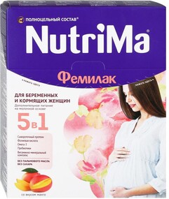 Смесь молочная NutriMa Фемилак для беременных и кормящих мам со вкусом манго, 350 г