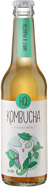 Напиток HQ Kombucha Зеленая Мята безалкогольный газированный натуральный 0,33л