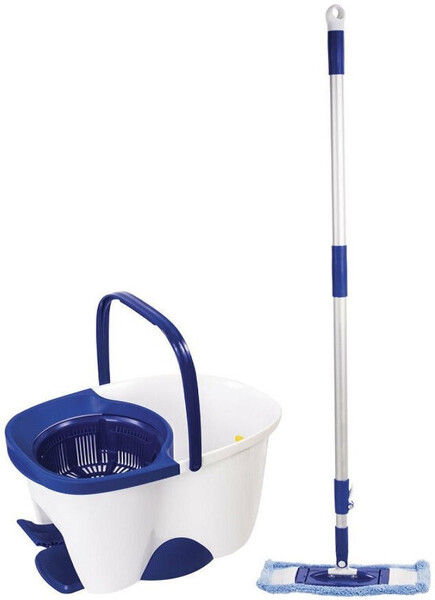 Набор для уборки/мытья полов ведро 18 л с отжимом и педалью + швабра с круглой и плоской насадкой