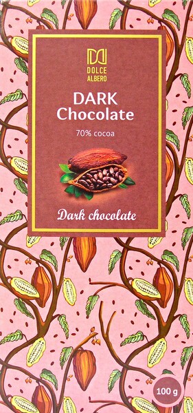 Шоколад DOLCE ALBERO 70% какао горький Швейцария, 100 г