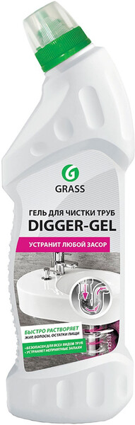 Специальное чистящее средство Grass Digger-Gel, для прочистки канализационных труб, щелочное, 750 мл