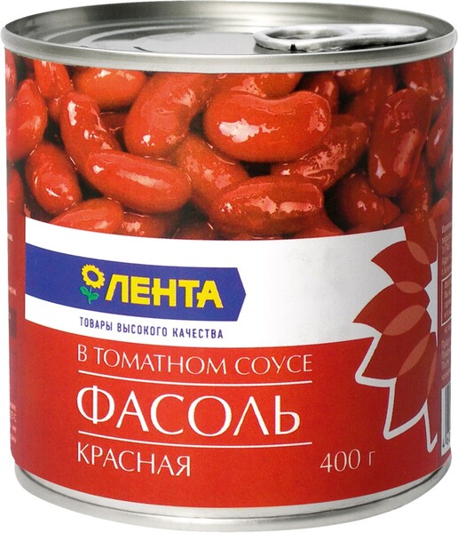 Фасоль красная ЛЕНТА в томатном соусе, 400г Россия, 400 г