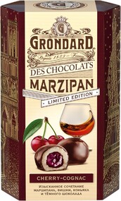 Конфеты GRONDARD Марципановые с вишневой начинкой и коньяком, 140г