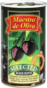 Маслины черные Maestro de Oliva отборные без косточек, 360г