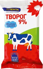 Творог ЛЕНТА 9,0% без змж Россия, 180 г