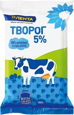 Творог ЛЕНТА 5,0% без змж Россия, 180 г