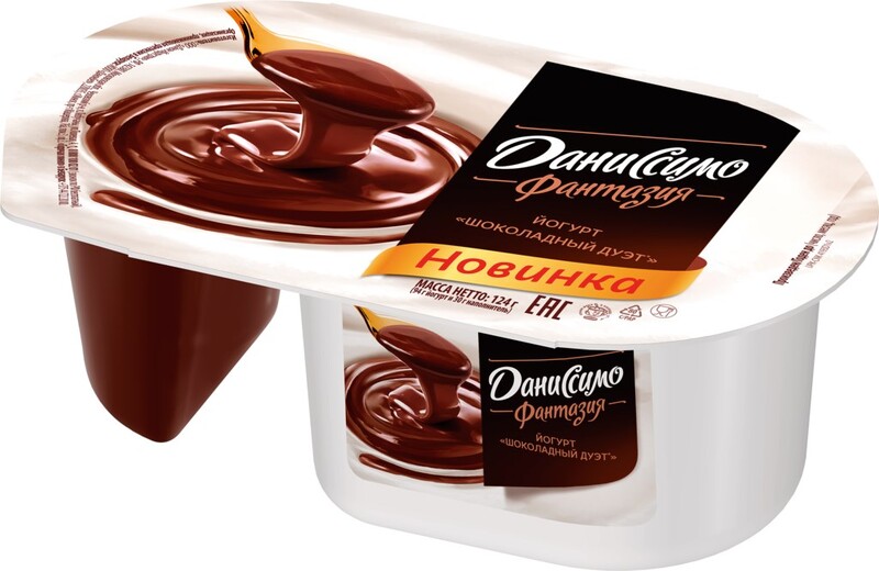Йогурт DANONE Даниссимо Фантазия шоколадный дуэт 6,9% без змж Россия, 124 г