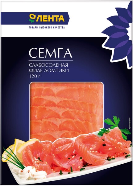 Семга слабосоленая ЛЕНТА ломтики, 120г