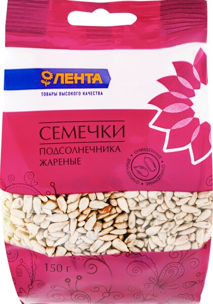 Семена подсолнечника ЛЕНТА обжаренные, 150г Россия, 150 г