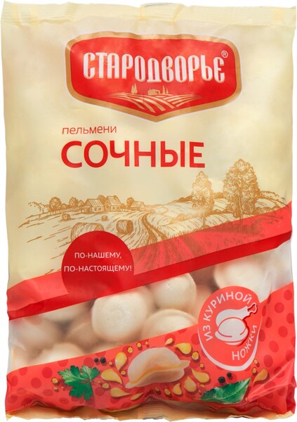 Пельмени СТАРОДВОРЬЕ Сочные, с куриной начинкой, 900г Россия, 900 г