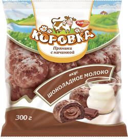 Пряники Коровка с начинкой вкус Шоколадное молоко, Рот Фронт, 300 гр.