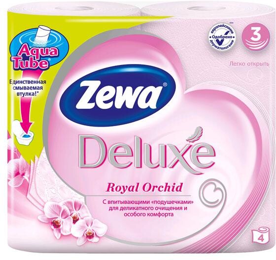 Бумага туалетная ZEWA Deluxe 3-слоя с ароматом орхидеи, 4шт Австрия, 4 шт