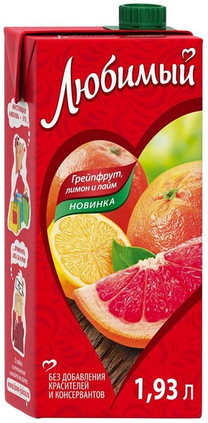 Напиток сокосодержащий Любимый Грейпфрут-Лимон-Лайм 1.93 л