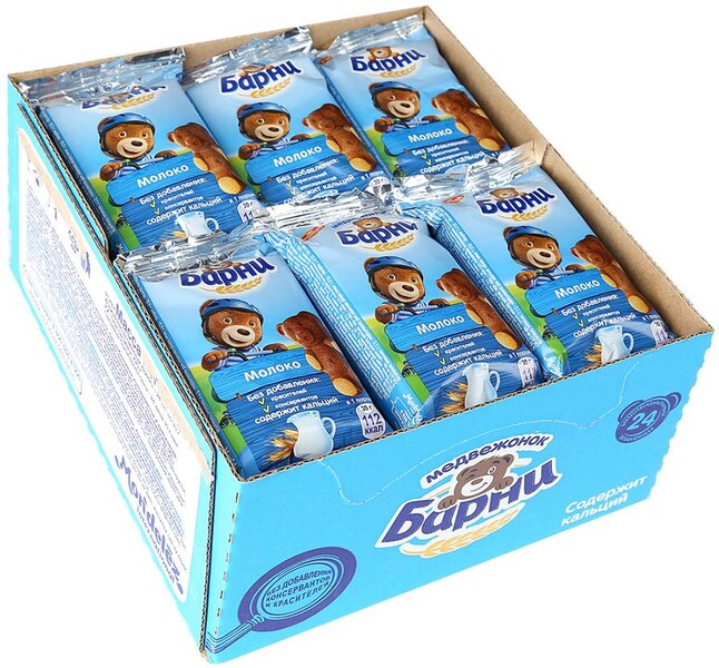 Пирожное Медвежонок Барни бисквитное с молочной начинкой, 24*30г