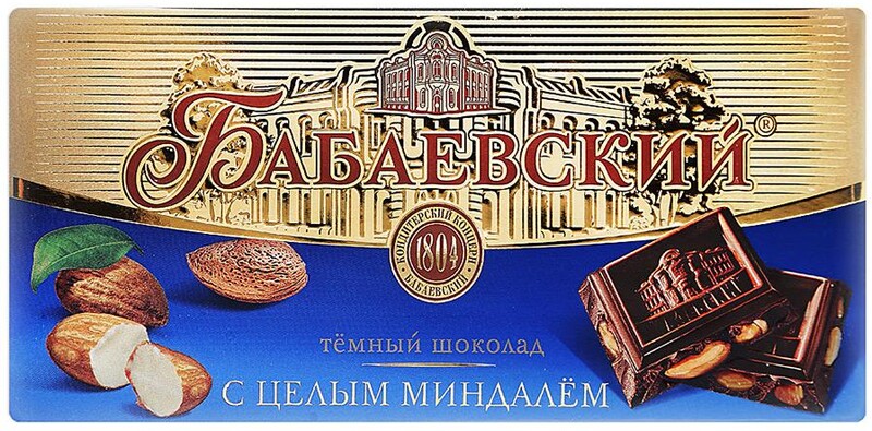 Шоколад Бабаевский с целым миндалем темный 200г