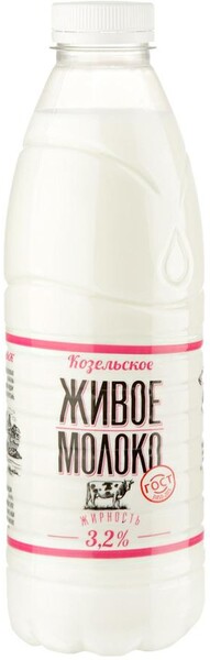 Молоко Козельское живое пастеризованное 3.2% 930 г