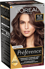 Краска для волос Loreal Paris Preference оттенок 6.21 Риволи Перламутровый светло-каштановый