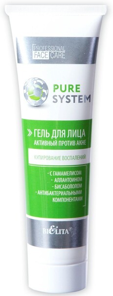 Гель для лица активный против акне BIELITA PURE SYSTEM, 100 мл