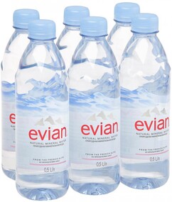 Вода минеральная Evian природная негазированная, 0.5 л пластиковая бутылка, Франция
