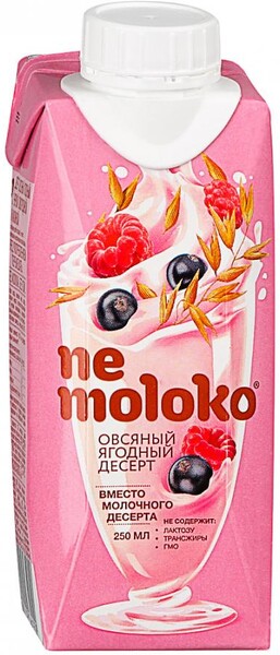 Десерт овсяный Nemoloko ягодный с черной смородиной и малиной 250 мл