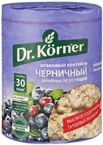 Хлебцы хрустящие Dr. Korner Злаковый коктейль черничный, 100г