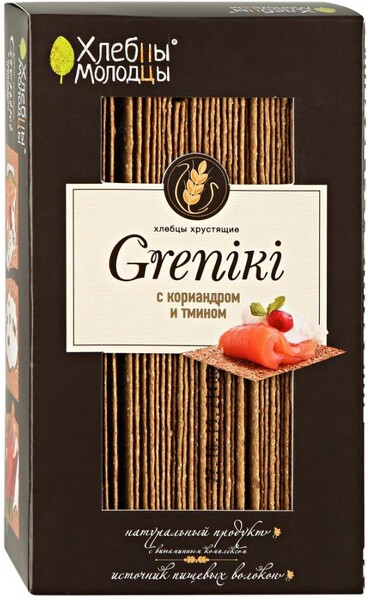 Хлебцы хрустящие Хлебцы-молодцы Greniki с кориандром и тмином 150г